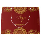 Bourgondië en goud met Mandala Design Indian Weddi Groot Cadeauzakje (Voorkant)