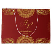 Bourgondië en goud met Mandala Design Indian Weddi Groot Cadeauzakje (Achterkant)
