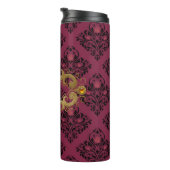 Bourgondië en Goud Paris Edelsteen Damask Thermosbeker (Geroteerd rechts)