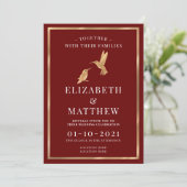 Bourgondië en goud thema met Humming Birds Kaart (Staand voorkant)