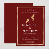 Bourgondië en goud thema met Humming Birds Kaart (Voorkant / Achterkant)