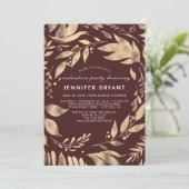 Bourgondië en goud verlaat Herfst Graduation Party Kaart (Staand voorkant)