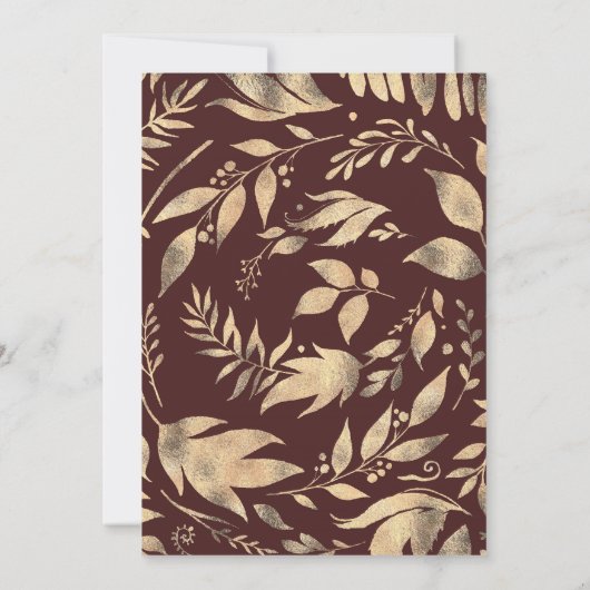 Bourgondië en goud verlaat Herfst Graduation Party Kaart (Achterkant)