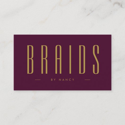 Bourgondië en goud vlechten haar salon eenvoudig visitekaartje (Voorkant)