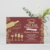 Bourgondië en goud voorraad de bar verlovingsfeest kaart (Staand voorkant)