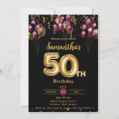 Bourgondië en goudballonnen Confetti 50ste verjaar Kaart (Voorkant)