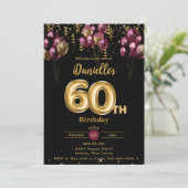 Bourgondië en goudballonnen Confetti 60ste verjaar Kaart (Staand voorkant)