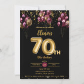 Bourgondië en goudballonnen Confetti 70ste verjaar Kaart (Voorkant)