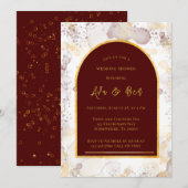 Bourgondië en gouden alcohol inkt boog bruiloft do kaart (Voorkant / Achterkant)