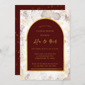 Bourgondië en gouden alcohol inkt boog paren douch kaart (Voorkant / Achterkant)