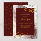 Bourgondië en gouden alcohol inkt verlovingsfeest kaart (Voorkant / Achterkant)