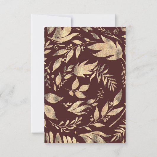 Bourgondië en gouden bladeren vallen bruiloft RSVP (Achterkant)