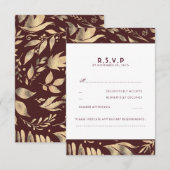 Bourgondië en gouden bladeren vallen bruiloft RSVP (Voorkant / Achterkant)