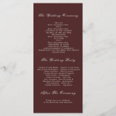 Bourgondië en gouden bladeren vallen trouwprogramm programmakaart (Achterkant)