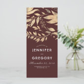 Bourgondië en gouden bladeren vallen trouwprogramm programmakaart (Staand voorkant)