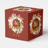 Bourgondië en gouden bloem 40e bruiloft Jubileum Bedankdoosjes (Achterkant)