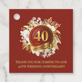 Bourgondië en gouden bloem 40e bruiloft Jubileum Bedankjes Labels