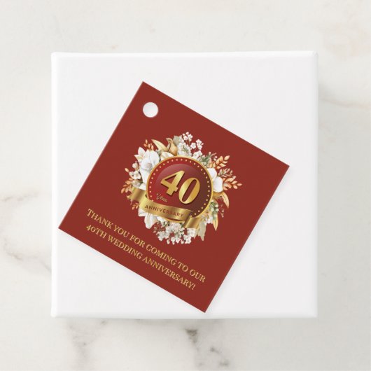 Bourgondië en gouden bloem 40e bruiloft Jubileum Bedankjes Labels (In situ)