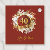 Bourgondië en gouden bloem 40e bruiloft Jubileum Bedankjes Labels (Achterkant)