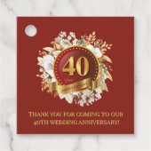 Bourgondië en gouden bloem 40e bruiloft Jubileum Bedankjes Labels (Voorkant)
