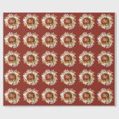 Bourgondië en gouden bloem 40e bruiloft Jubileum Cadeaupapier (Vlak)