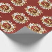 Bourgondië en gouden bloem 40e bruiloft Jubileum Cadeaupapier (Hoek)