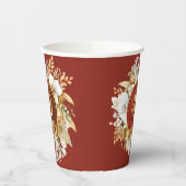 Bourgondië en gouden bloem 40e bruiloft Jubileum Papieren Bekers (Links)