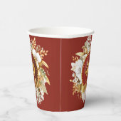 Bourgondië en gouden bloem 40e bruiloft Jubileum Papieren Bekers (Rechts)