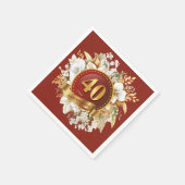 Bourgondië en gouden bloem 40e bruiloft Jubileum Servet (Hoek)