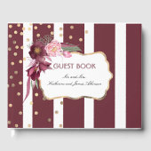 Bourgondië en gouden bloem elegante bruiloft gastenboek (Voorkant)