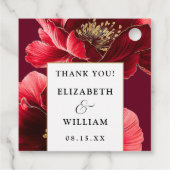 Bourgondië en gouden bloem moderne bruiloft dank u bedankjes labels (Achterkant)