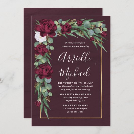 Bourgondië en Gouden Bloemrijke Herfst Oefendiner Kaart (Voorkant / Achterkant)