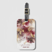 Bourgondië en Gouden Glitter floral Agate Bagagelabel (Voorkant (verticaal))