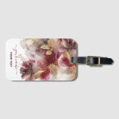 Bourgondië en Gouden Glitter floral Agate Bagagelabel (Voorkant (horizontaal))