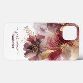 Bourgondië en Gouden Glitter floral Agate Case-Mate iPhone Case (Achterkant (horizontaal))