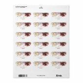 Bourgondië en Gouden Glitter floral Agate Etiket (Full Sheet)