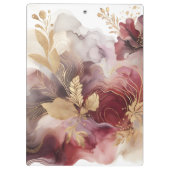 Bourgondië en Gouden Glitter floral Agate Klembord (Achterkant)