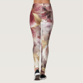 Bourgondië en Gouden Glitter floral Agate Leggings (Achterkant)