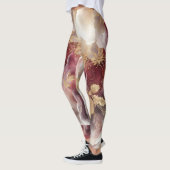 Bourgondië en Gouden Glitter floral Agate Leggings (Links)