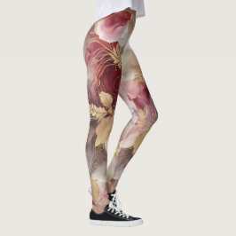Bourgondië en Gouden Glitter floral Agate Leggings