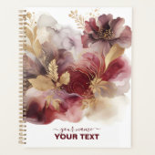 Bourgondië en Gouden Glitter floral Agate Planner (Voorkant)
