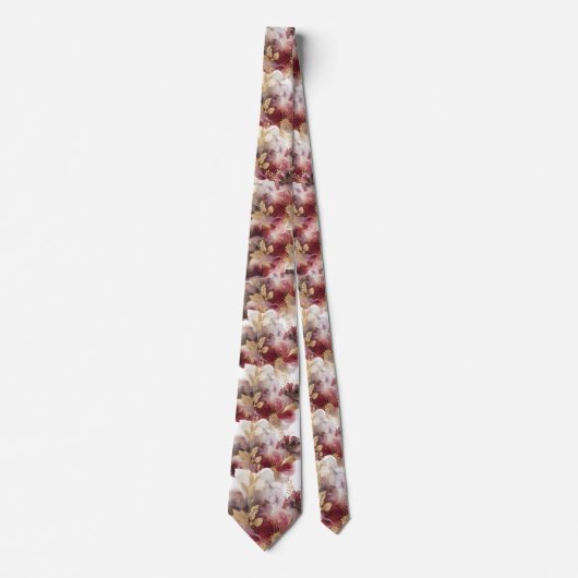 Bourgondië en Gouden Glitter floral Agate Stropdas (Voorkant)