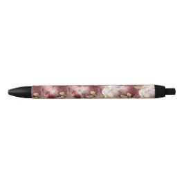 Bourgondië en Gouden Glitter floral Agate Stropdas Zwarte Inkt Pen