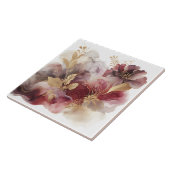 Bourgondië en Gouden Glitter floral Agate Tegeltje (Zijkant)