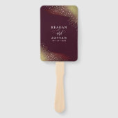 Bourgondië en Gouden Glitter Huwelijksprogramma Handwaaier (Voorkant)