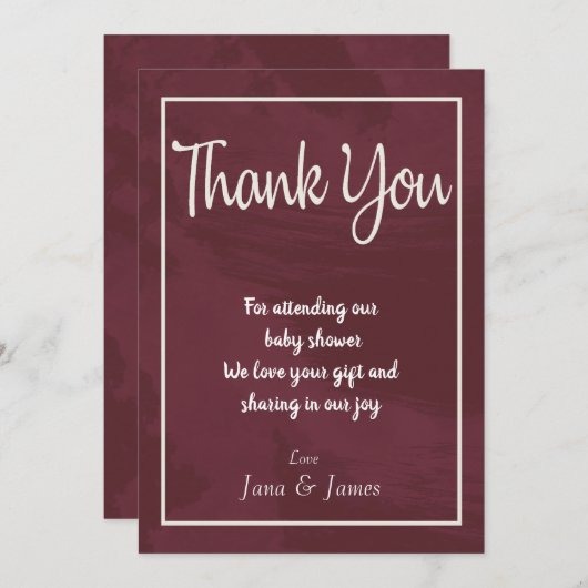 Bourgondië en Gouden Glitter Pocket dank je kaart (Voorkant / Achterkant)