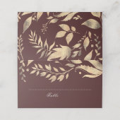 Bourgondië en gouden herfstbruiloft plaatskaartje (Buitenkant ongevouwen)