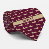 Bourgondië en gouden lopende teckel stropdas (Opgerold)