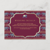 Bourgondië en gouden olifant Indiase bruiloft deta Informatiekaartje (Voorkant)