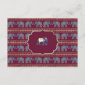 Bourgondië en gouden olifant Indiase bruiloft deta Informatiekaartje (Achterkant)